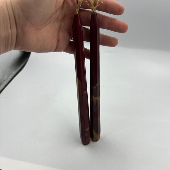 Vintage Carved Painted Glazed Wooden Painted Red Gold Decorative Candle Sticks - Picture 7 of 8